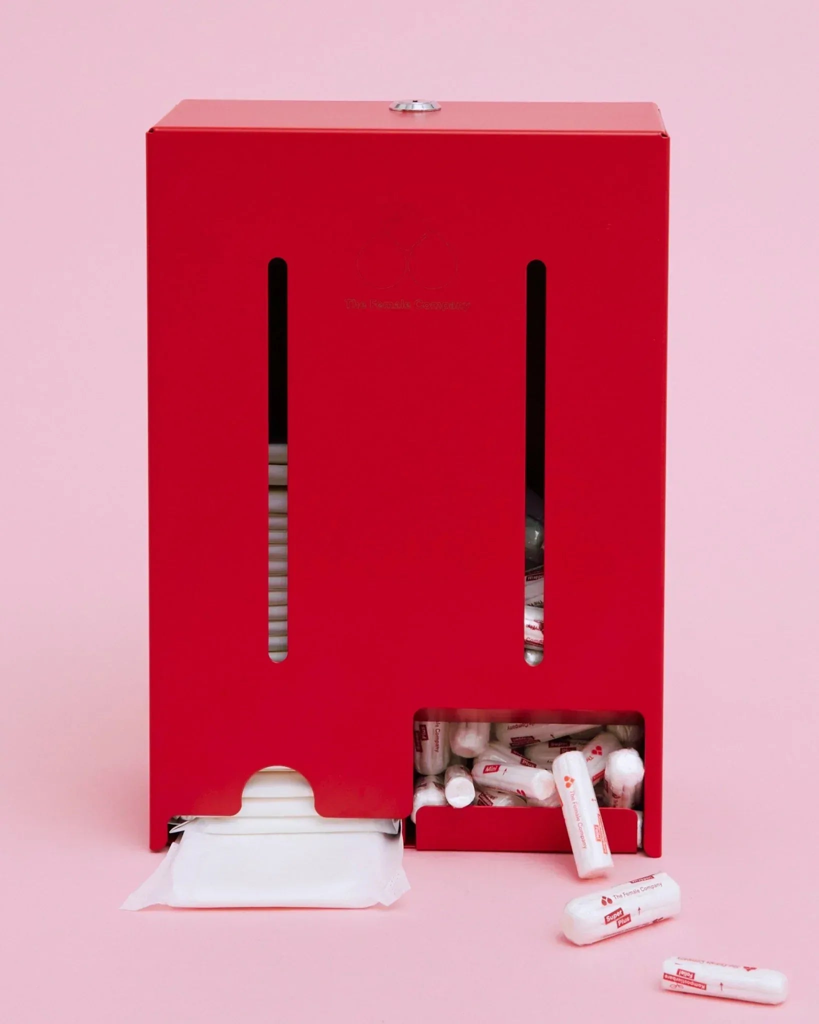 Produktbild von Tamponspender & Bindenspender All-in-One – Edelstahl, 200 Tampons & 50 Binden, Für WC, Schule, Büro
